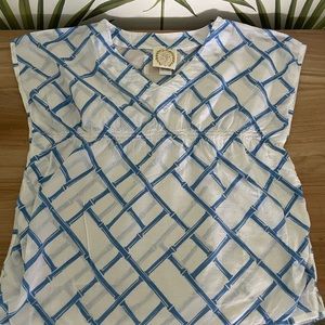 Beaufort Bonnet White and Blue Cover-up